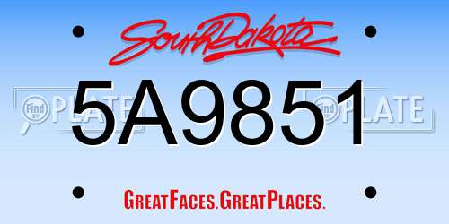 5A9851 South Dakota License Plate