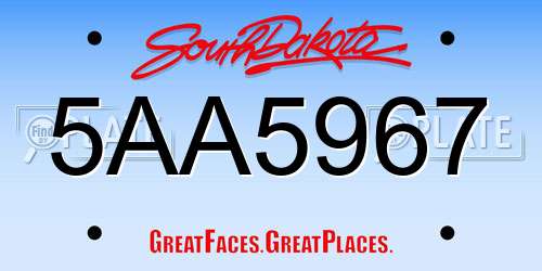5AA5967 South Dakota License Plate