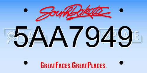5AA7949 South Dakota License Plate