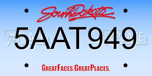5AAT949 South Dakota License Plate