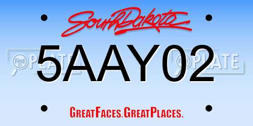 5AAY02 South Dakota License Plate