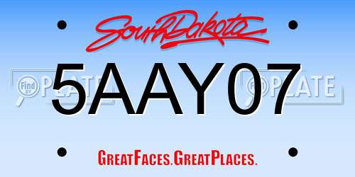 5AAY07 South Dakota License Plate