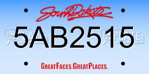 5AB2515 South Dakota License Plate