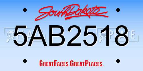 5AB2518 South Dakota License Plate