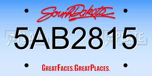 5AB2815 South Dakota License Plate
