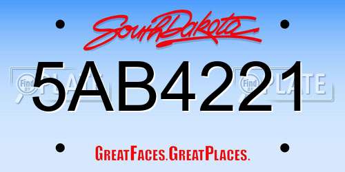 5AB4221 South Dakota License Plate