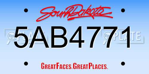 5AB4771 South Dakota License Plate