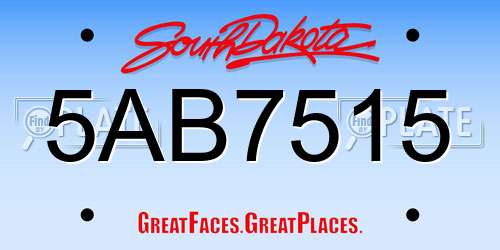5AB7515 South Dakota License Plate