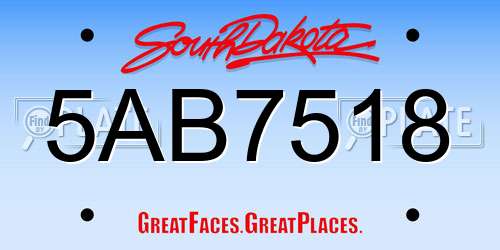 5AB7518 South Dakota License Plate