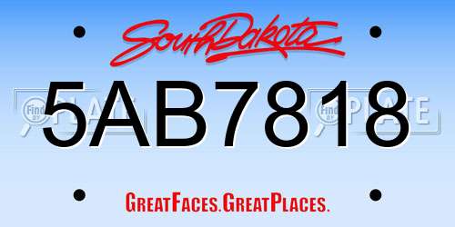 5AB7818 South Dakota License Plate