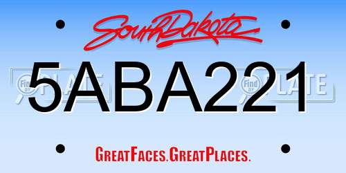 5ABA221 South Dakota License Plate