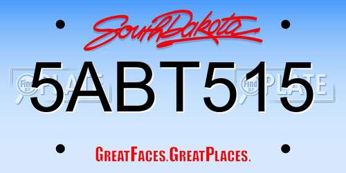 5ABT515 South Dakota License Plate