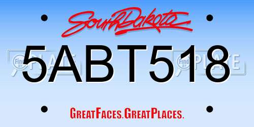 5ABT518 South Dakota License Plate