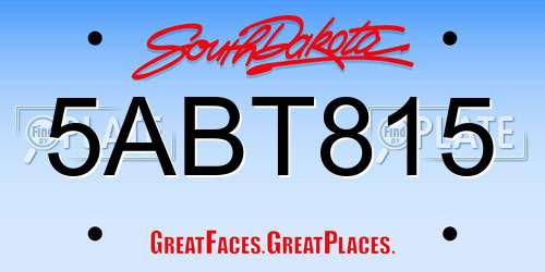 5ABT815 South Dakota License Plate