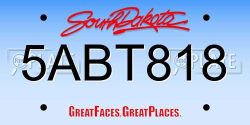 5ABT818 South Dakota License Plate