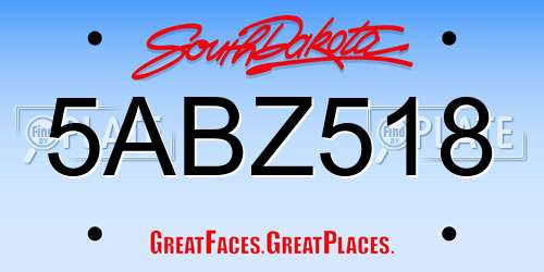 5ABZ518 South Dakota License Plate