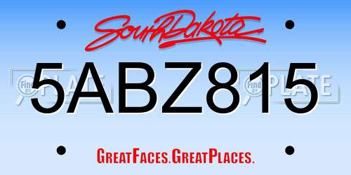 5ABZ815 South Dakota License Plate