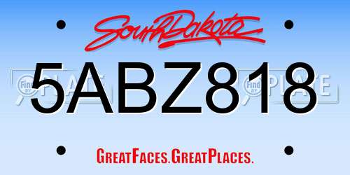 5ABZ818 South Dakota License Plate