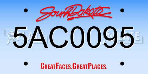 5AC0095 South Dakota License Plate