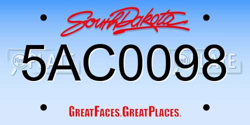 5AC0098 South Dakota License Plate