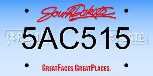 5AC515 South Dakota License Plate