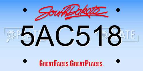 5AC518 South Dakota License Plate