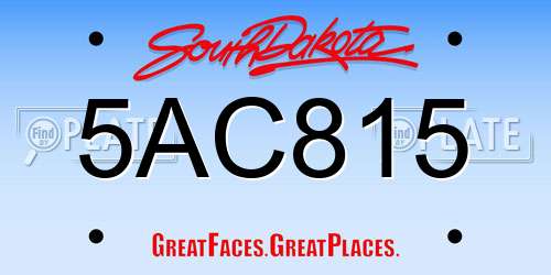 5AC815 South Dakota License Plate