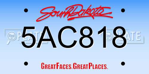 5AC818 South Dakota License Plate