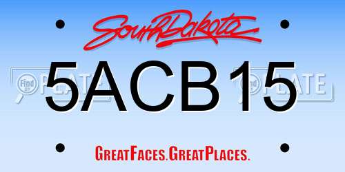 5ACB15 South Dakota License Plate
