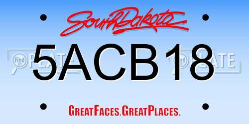 5ACB18 South Dakota License Plate