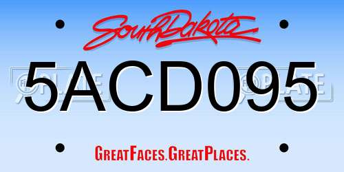 5ACD095 South Dakota License Plate