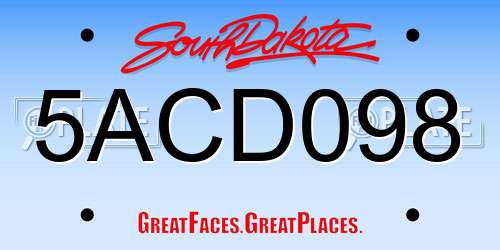 5ACD098 South Dakota License Plate