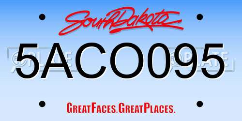 5ACO095 South Dakota License Plate