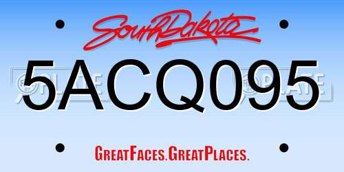 5ACQ095 South Dakota License Plate