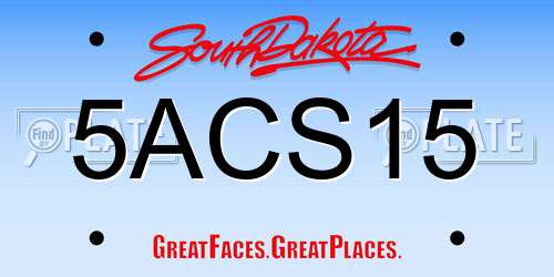 5ACS15 South Dakota License Plate