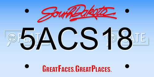 5ACS18 South Dakota License Plate