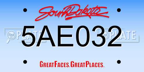 5AE032 South Dakota License Plate
