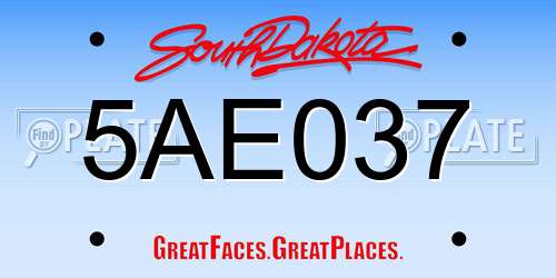 5AE037 South Dakota License Plate