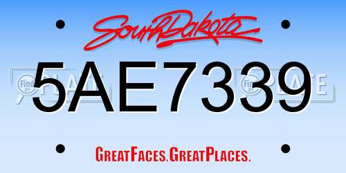 5AE7339 South Dakota License Plate