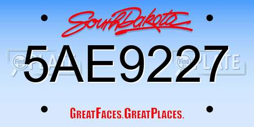 5AE9227 South Dakota License Plate