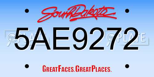 5AE9272 South Dakota License Plate