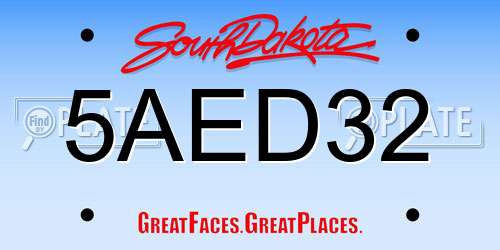 5AED32 South Dakota License Plate