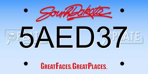 5AED37 South Dakota License Plate