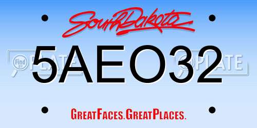 5AEO32 South Dakota License Plate
