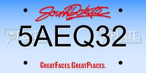 5AEQ32 South Dakota License Plate