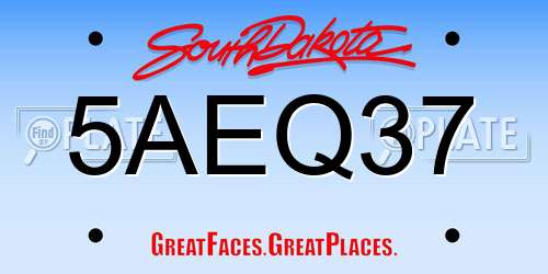 5AEQ37 South Dakota License Plate