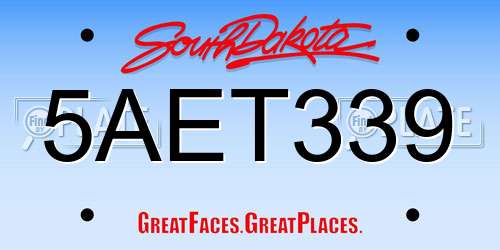 5AET339 South Dakota License Plate