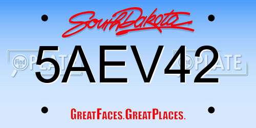 5AEV42 South Dakota License Plate