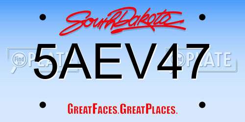 5AEV47 South Dakota License Plate
