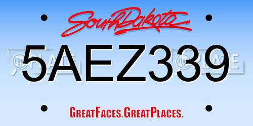 5AEZ339 South Dakota License Plate